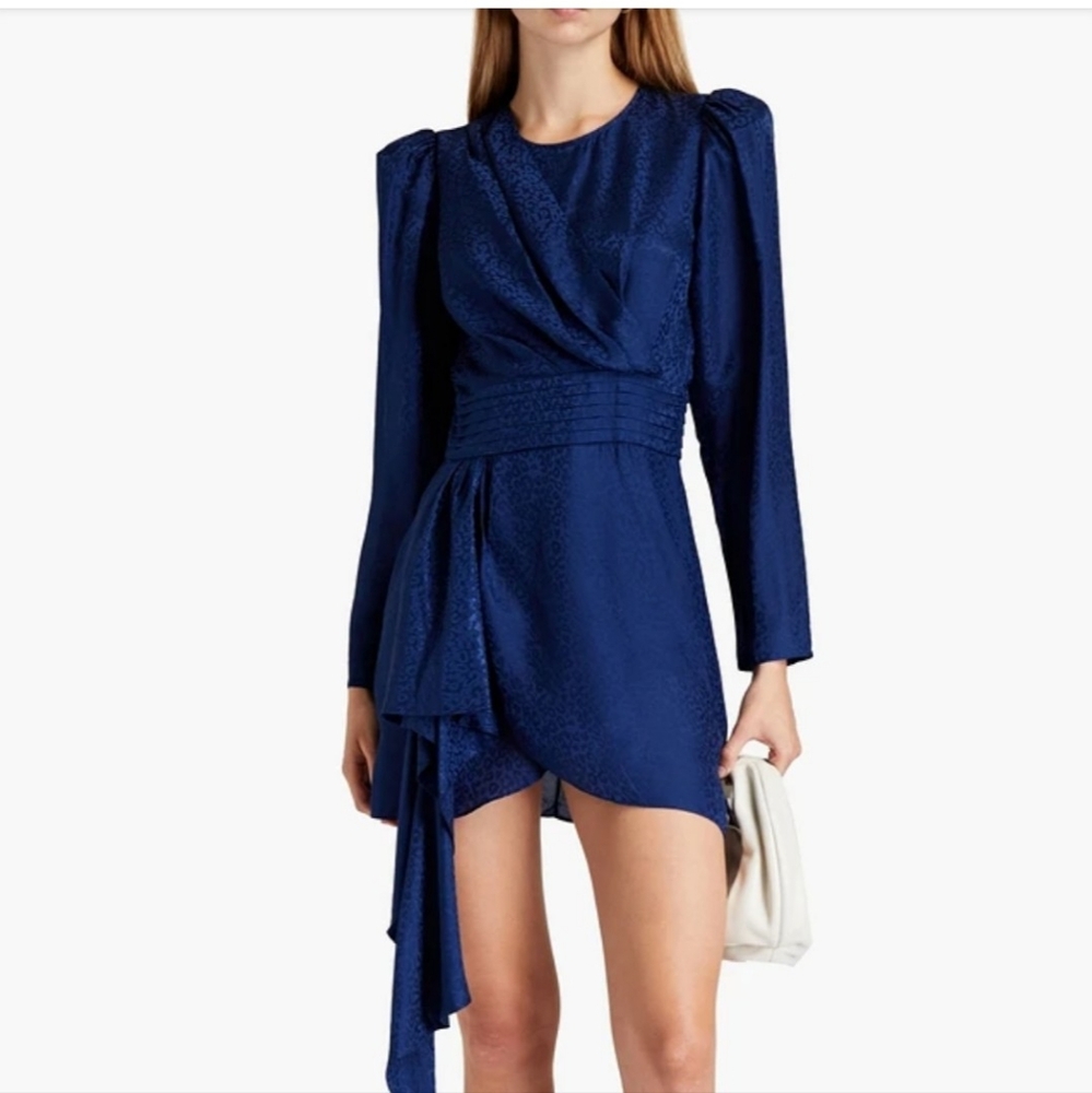 Ronny Kobo Collection Blue Sheath Cowl Neck Dress